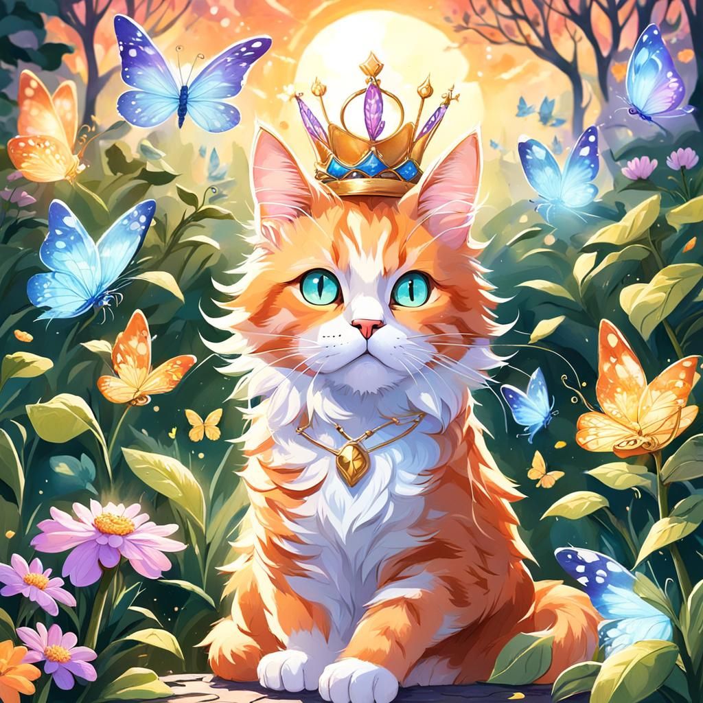 Whimsical Orange Cat: Guardian of Enchanted Realm