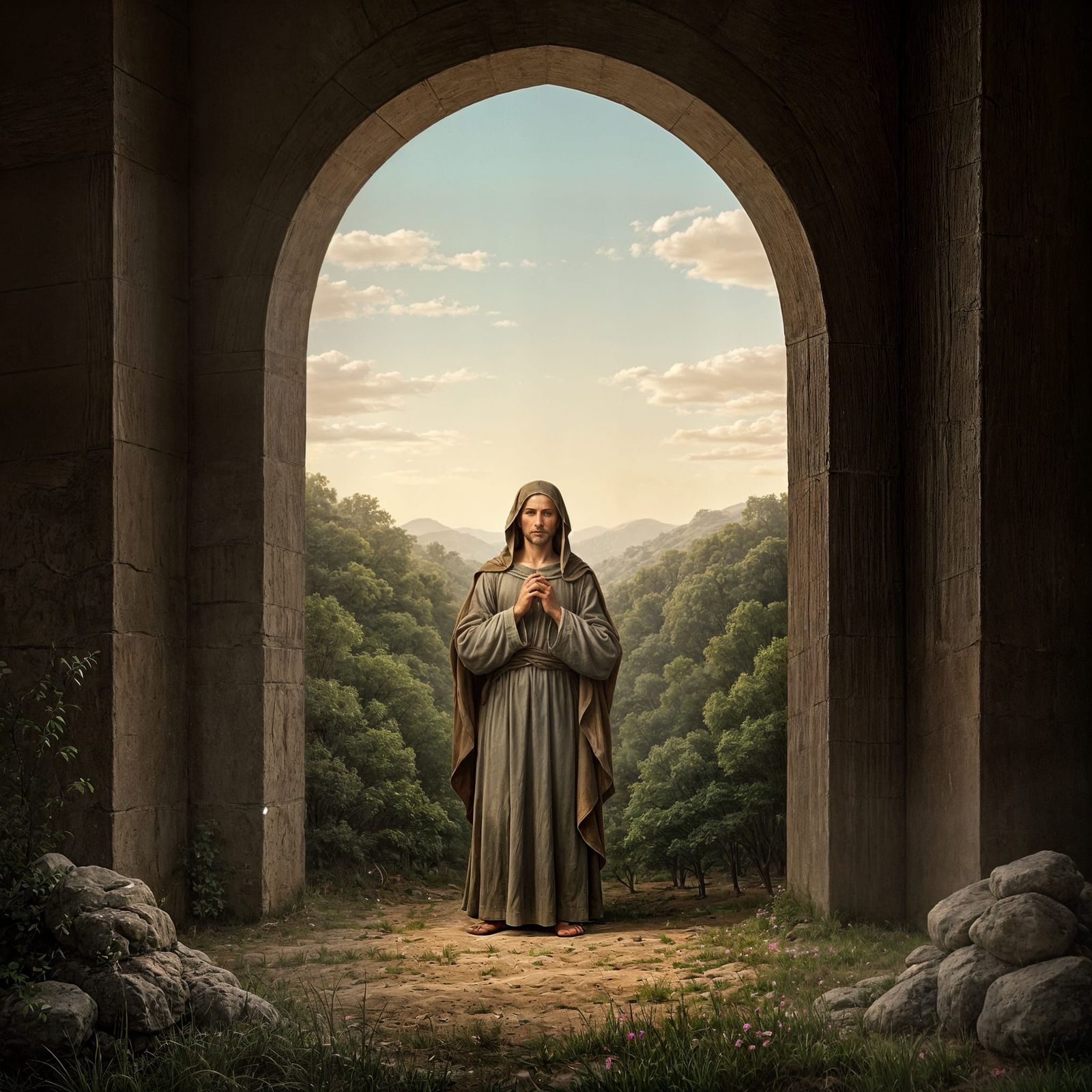 Biblical Scene Depicting Perseverance and Compassion