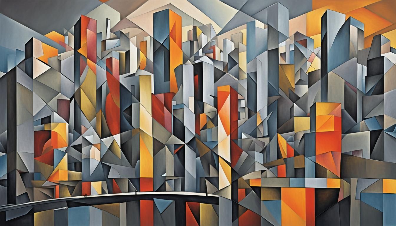 Cubist Cityscape: Dissonant Harmony in Geometric Shapes