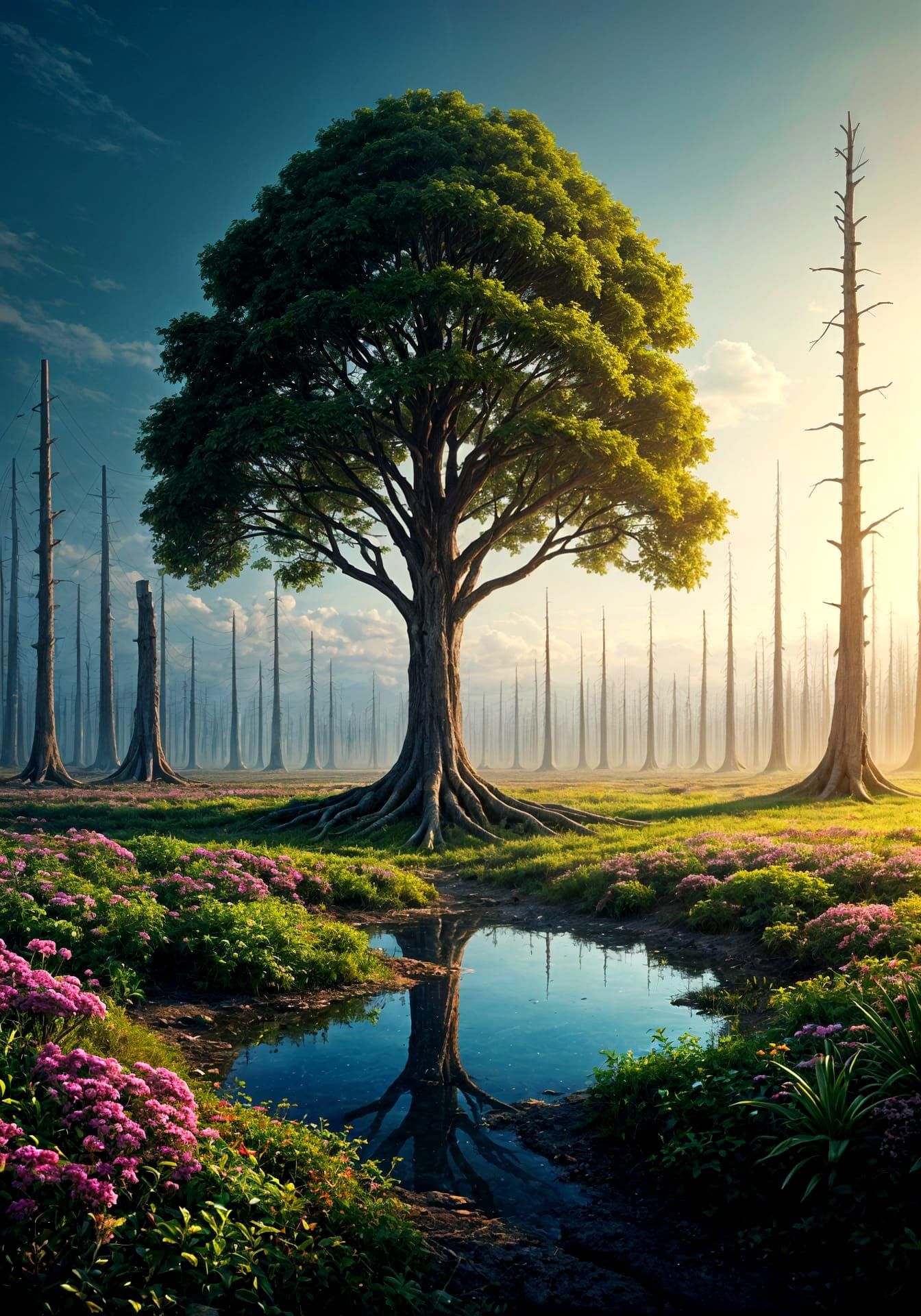 Vibrant Tree Thrives in Arid Landscape