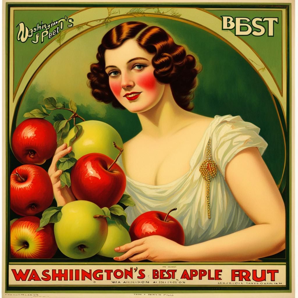 Vintage Fruit Crate Label: Art Deco Woman