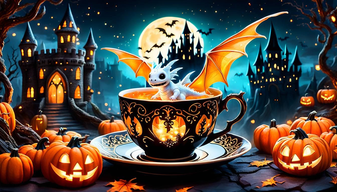 Fantasy Halloween Scenes in Teacups
