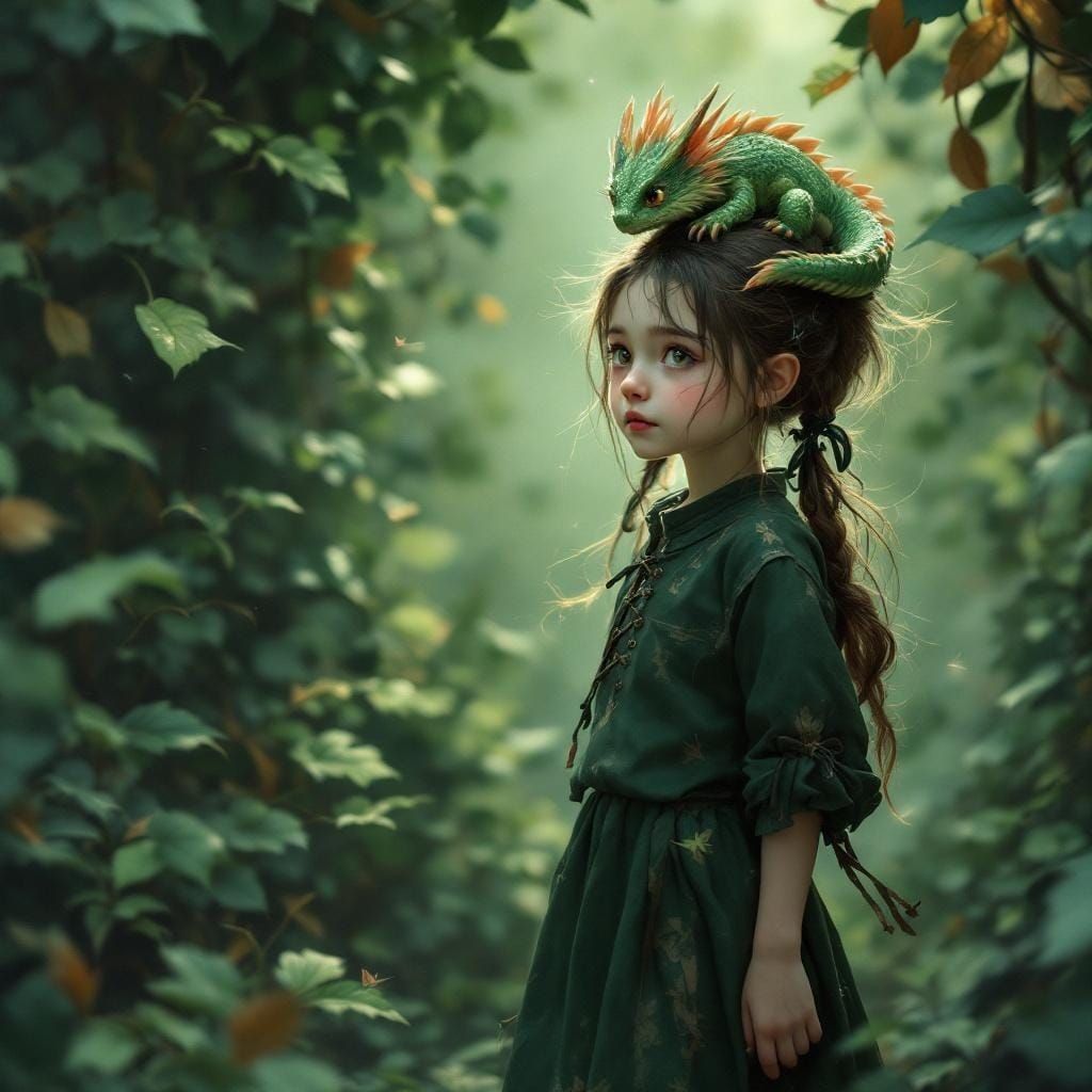 Girl with Dragons in Fantasy Matte Painting