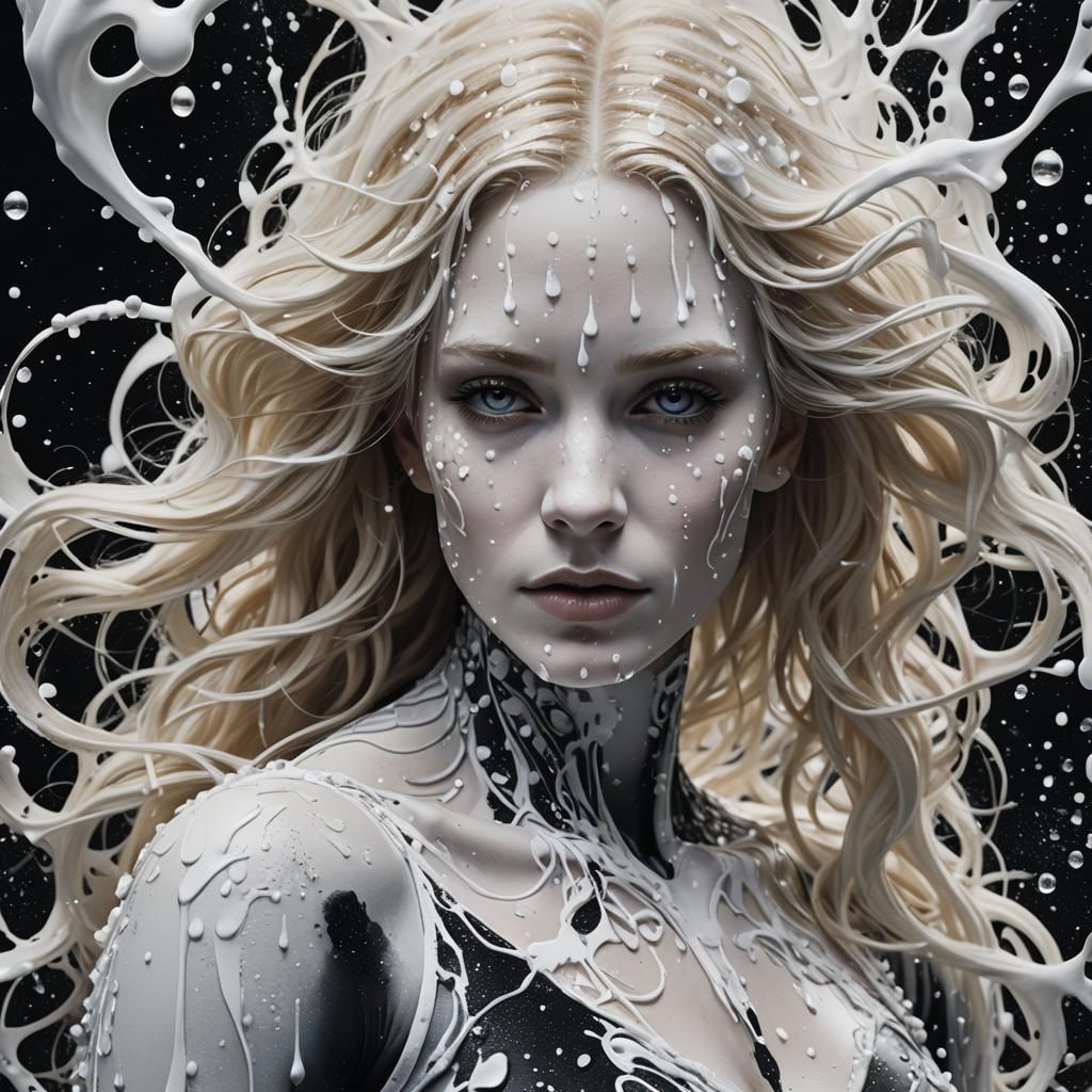 Invisible Woman Revealed in White Paint, Surreal Art