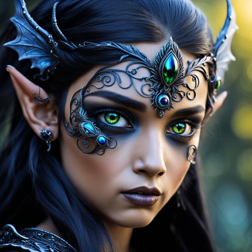 Dragon and Elf Princess with Flowing Hair