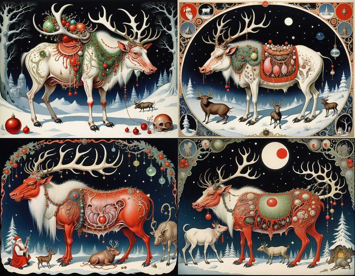 Surreal Christmas Homunculus in Dark Anatomy Style