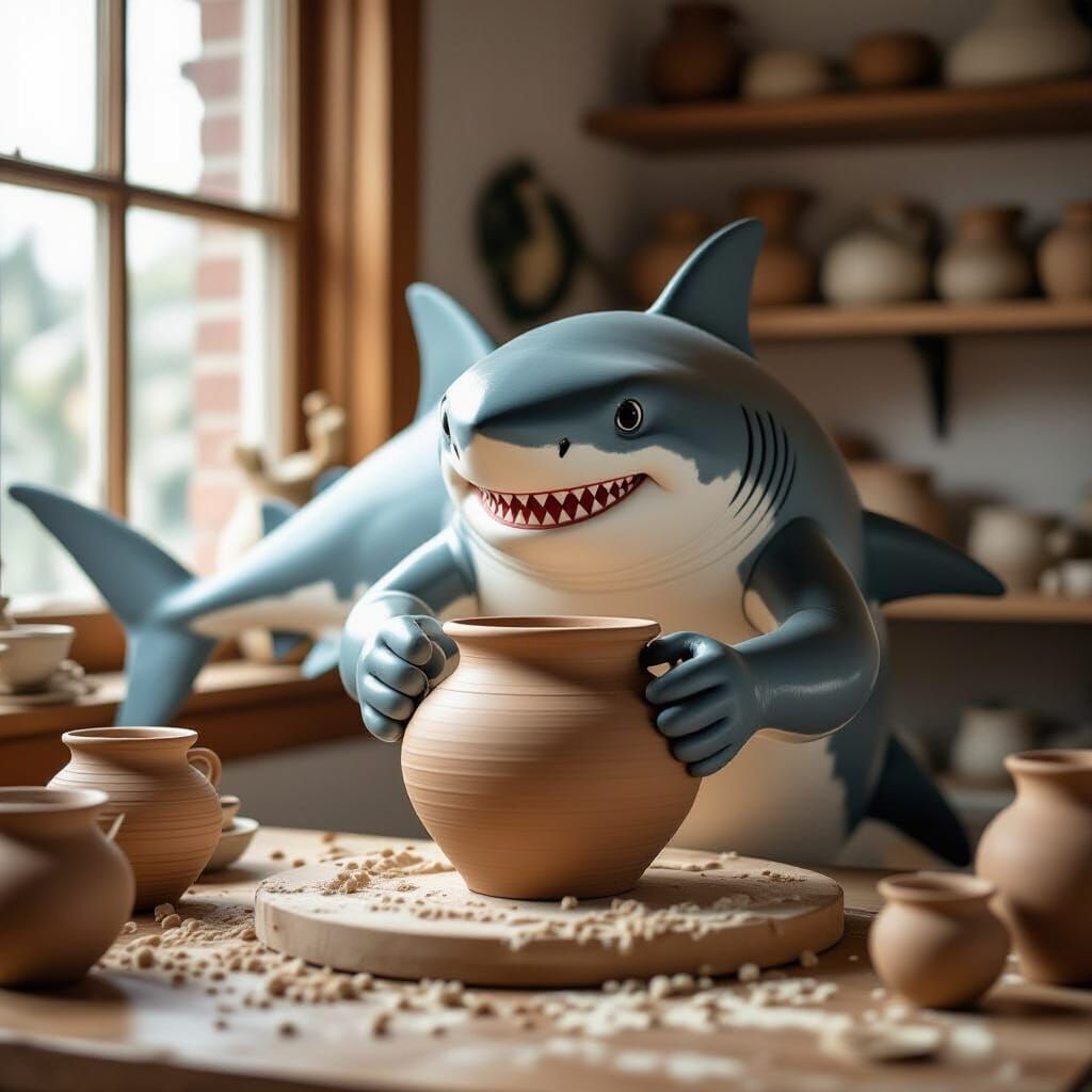 Shark Masterfully Crafts Pottery