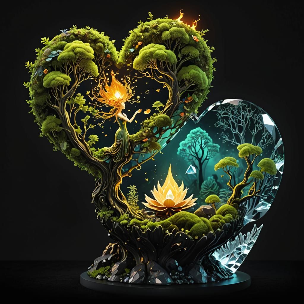 Gaia Goddess Figurine with Crystal Heart