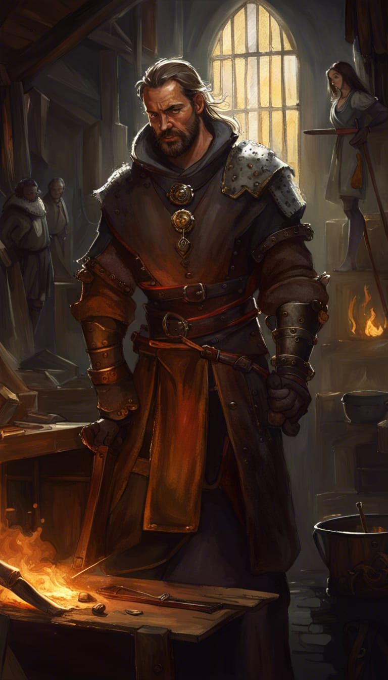 Medieval Blacksmith at Glowing Forge