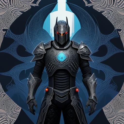 Knight Silhouette Against Fractal Background