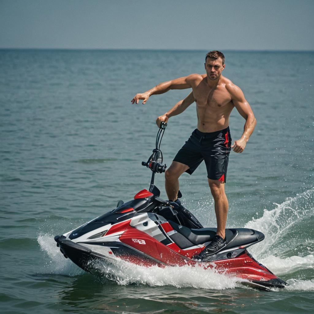 Man on Jet Ski with Cinematic Lighting