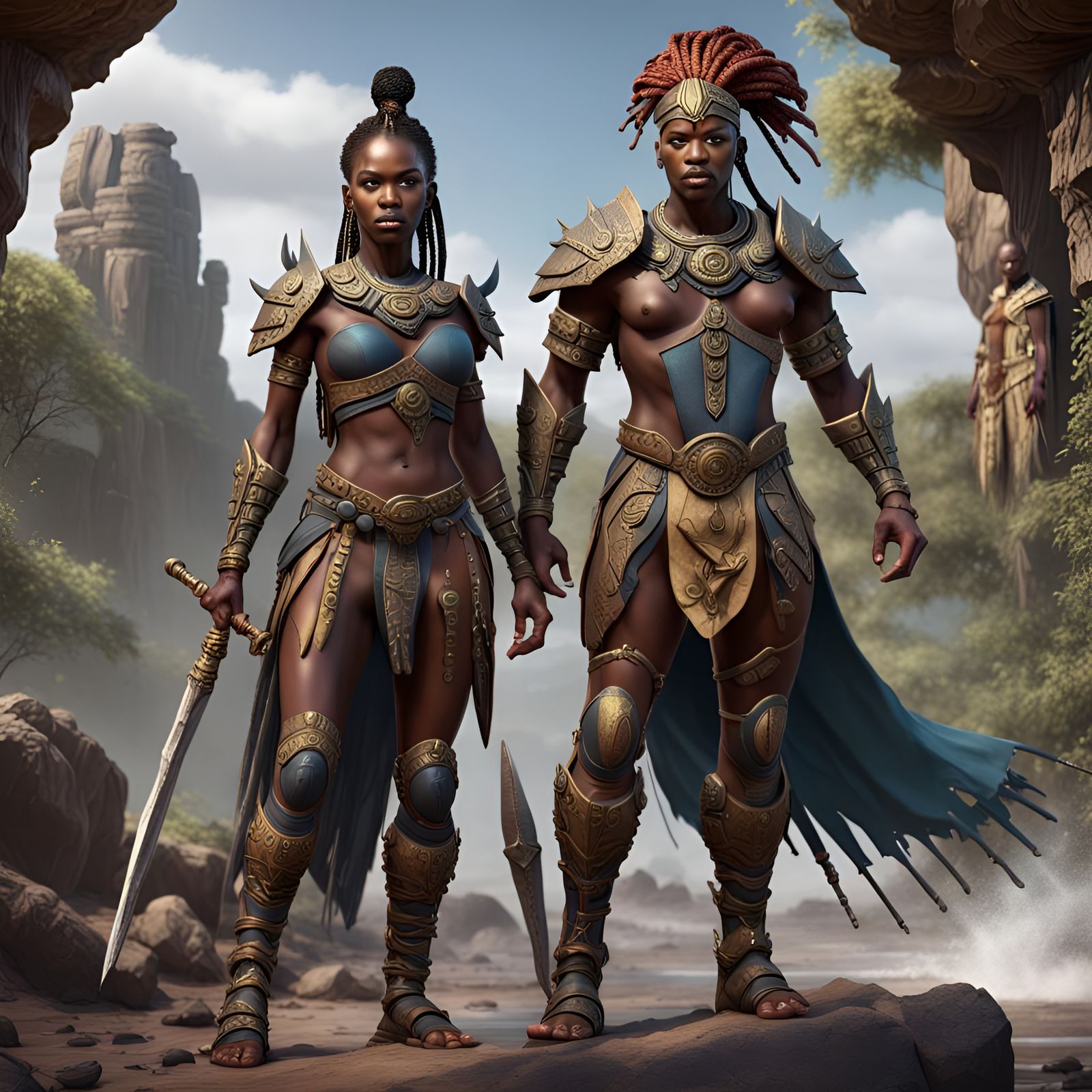 Detailed African Warriors in Fantasy Concept Art