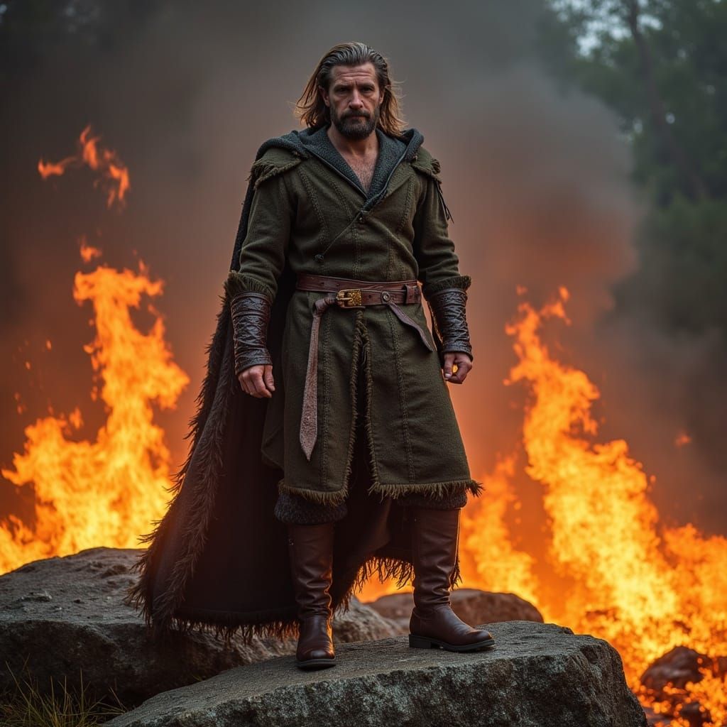 Scottish Highlander Warrior in Flames