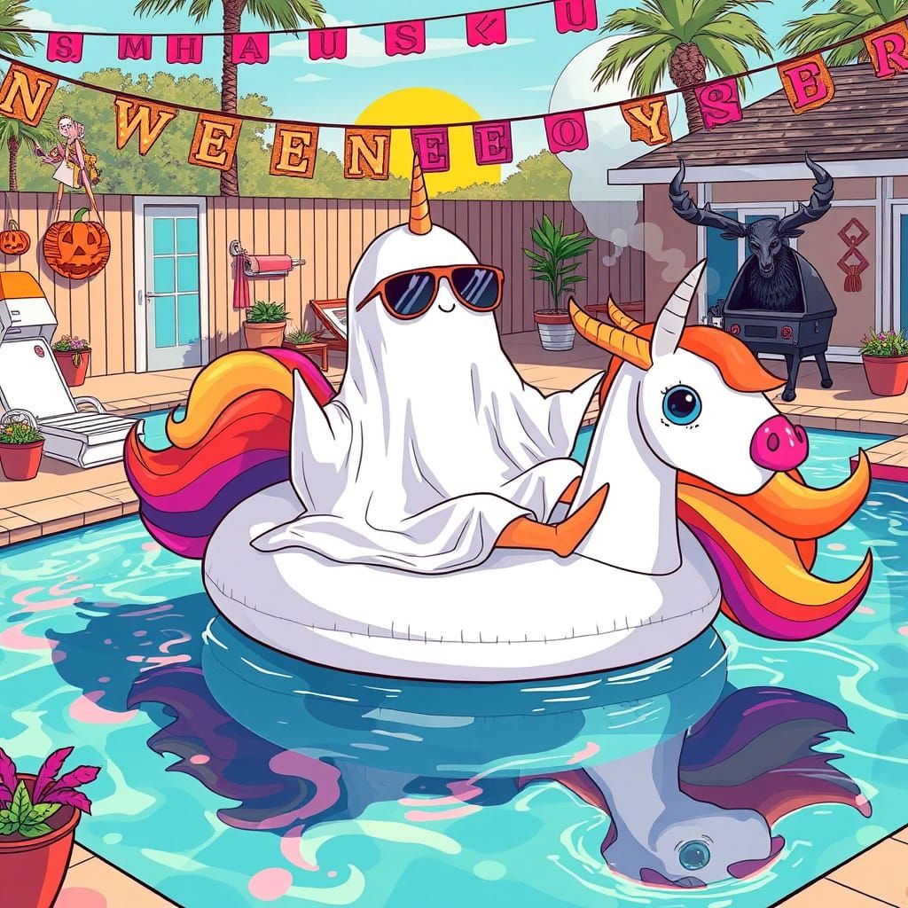 Ghostly Summerween Pool Party with Krampus BBQ