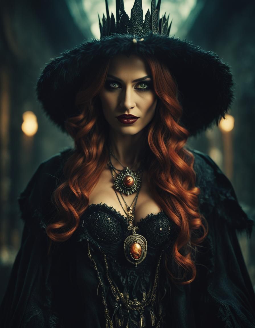 Evil Supermodel Sorceress in Dark Gothic Style