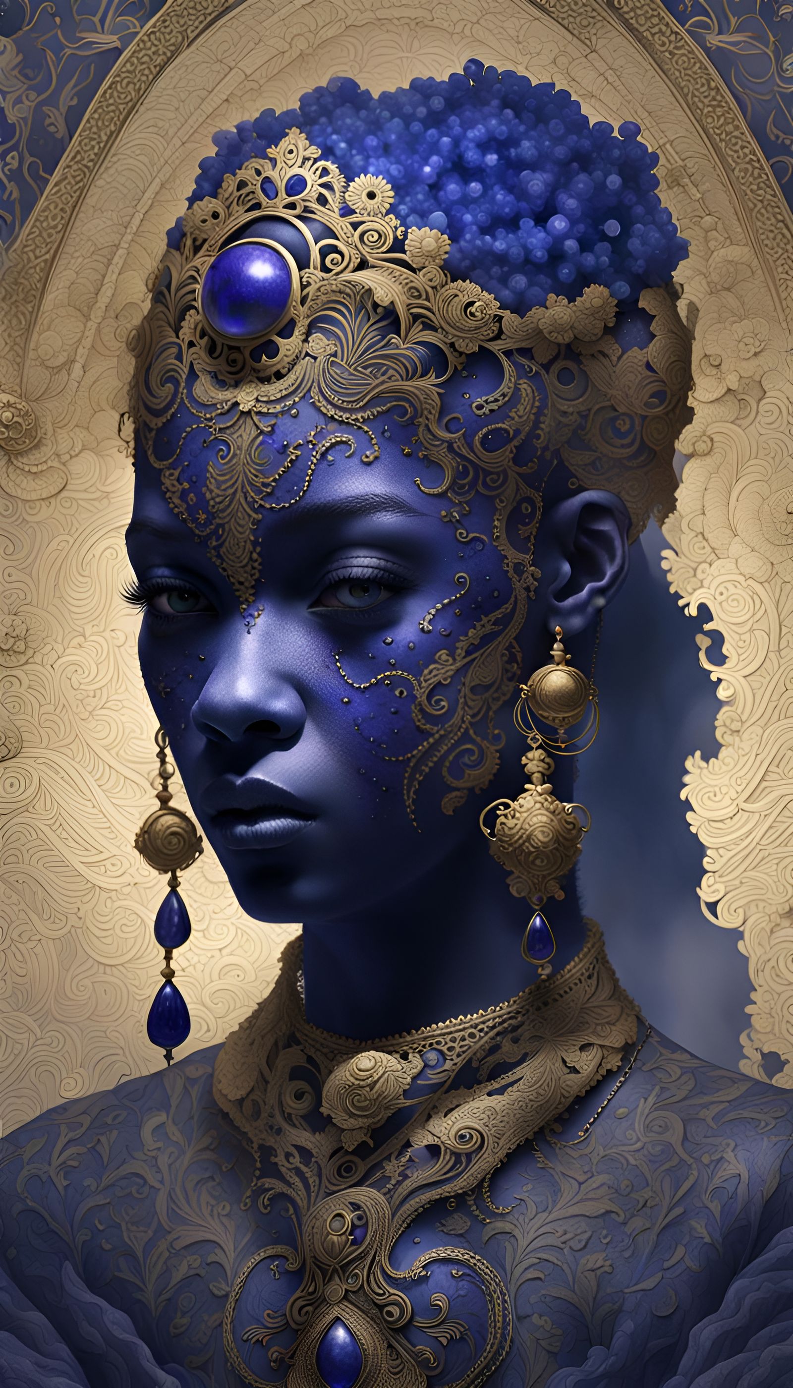 Lapis Lazuli Mist and Shadow Girl Portrait