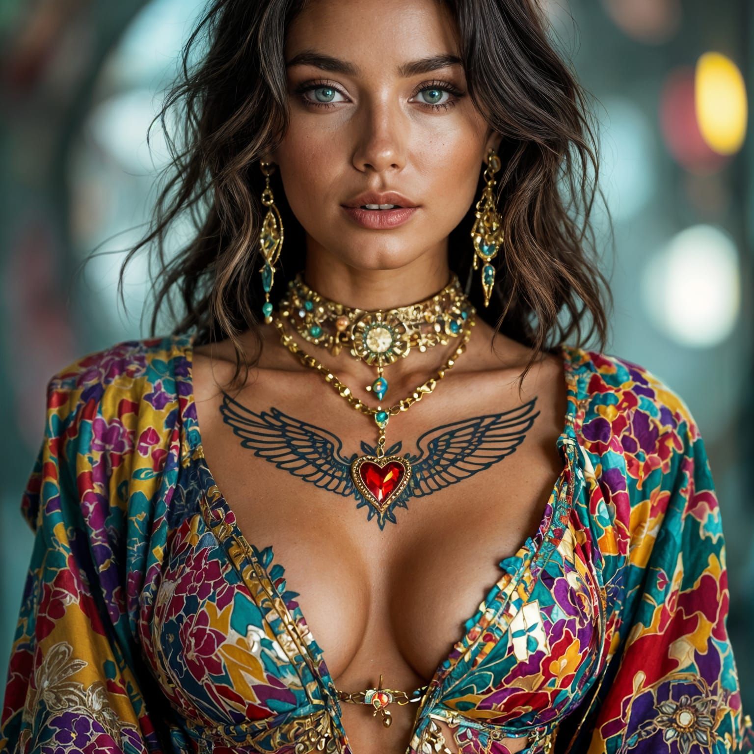 Hyperrealistic Portrait of Woman in Futuristic Clothing & Je...