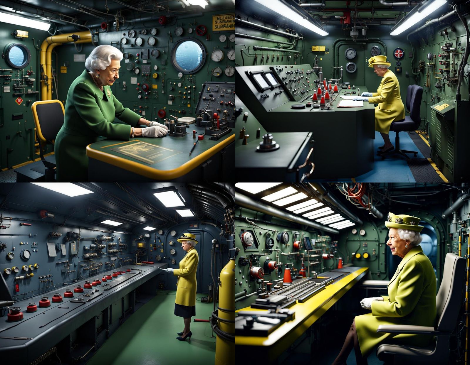 Queen Elizabeth in Submarine with Biohazard Kit