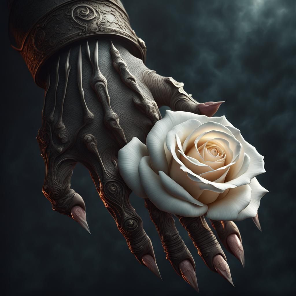 Scary Hand Holding Rose: Fantasy Concept Art