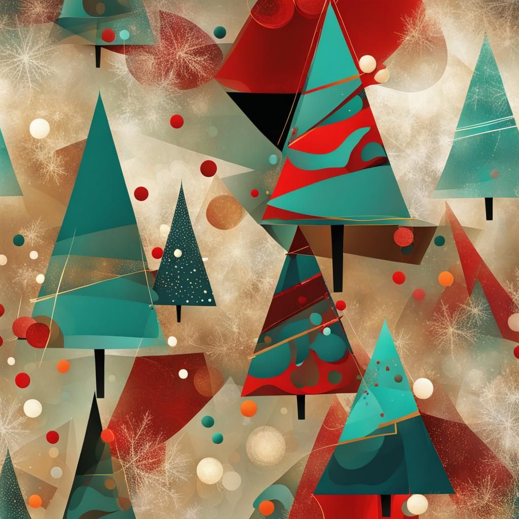 Abstract Modern Christmas Tree Art