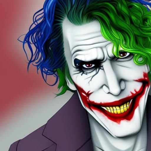 The Joker in Realistic Anime Style