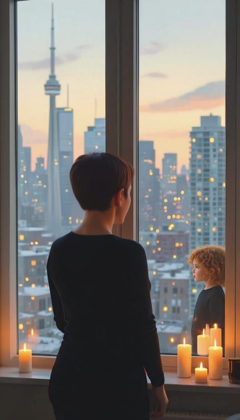 Nostalgic Reflection: Woman Gazes From Toronto Window