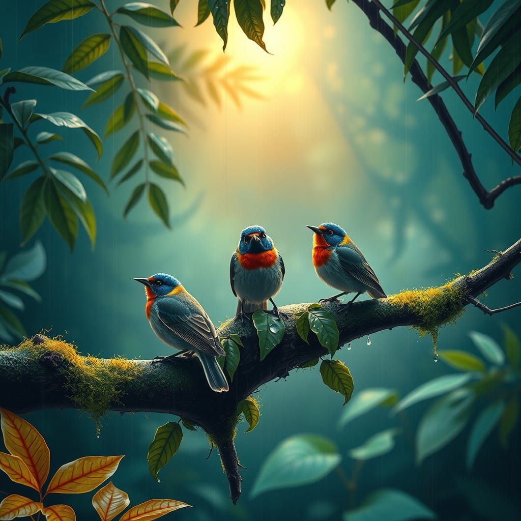 Songbirds in Rainforest Dawn