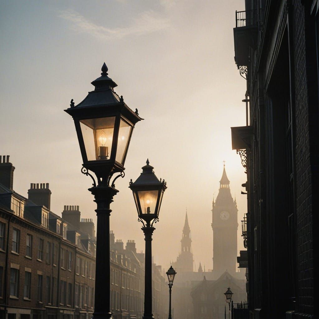 Ethereal Victorian Hero Emerges in Golden Hour London