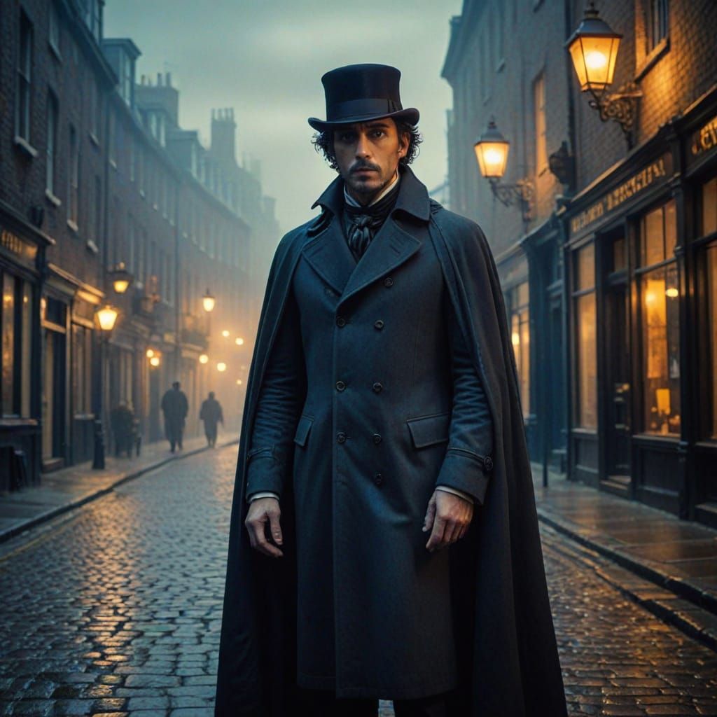 Heroic Figure Emerges from Victorian London Fog