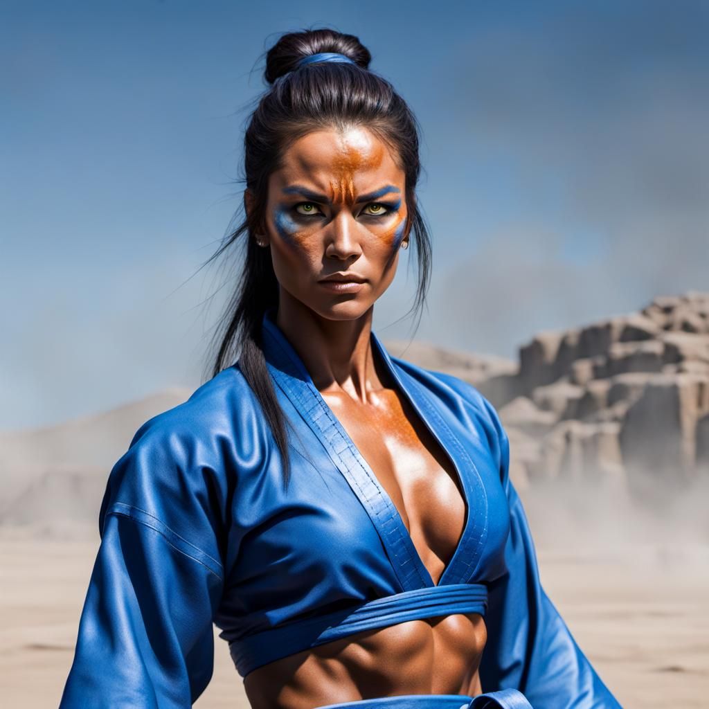 Female Martial Artist Battles Ogre in Fighting Pit