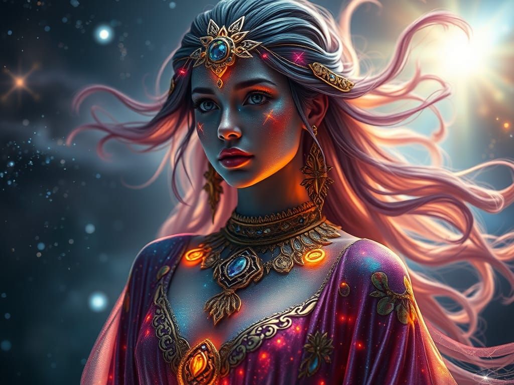 Cosmic Goddess in Celestial Beauty