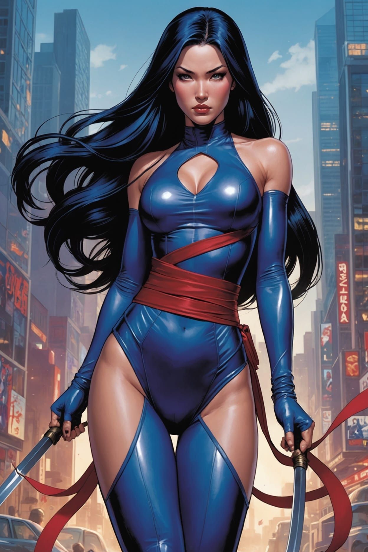 Psylocke Comic Book Art: Ready for Battle