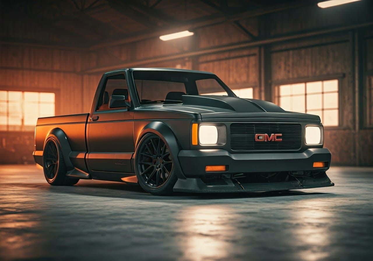 Aggressive 1990 GMC Syclone Widebody in Retro Garage