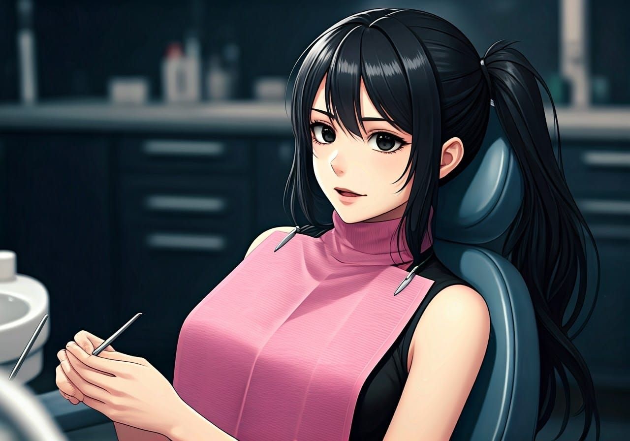 Anime Style Dental Patient with Manga Scan Effect