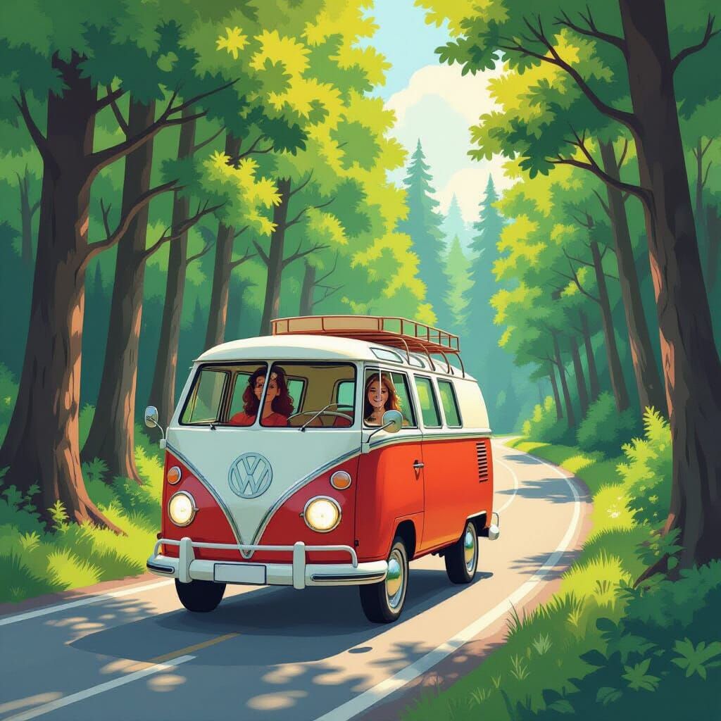 Woman's Vanlife Adventure Through Lush Forest