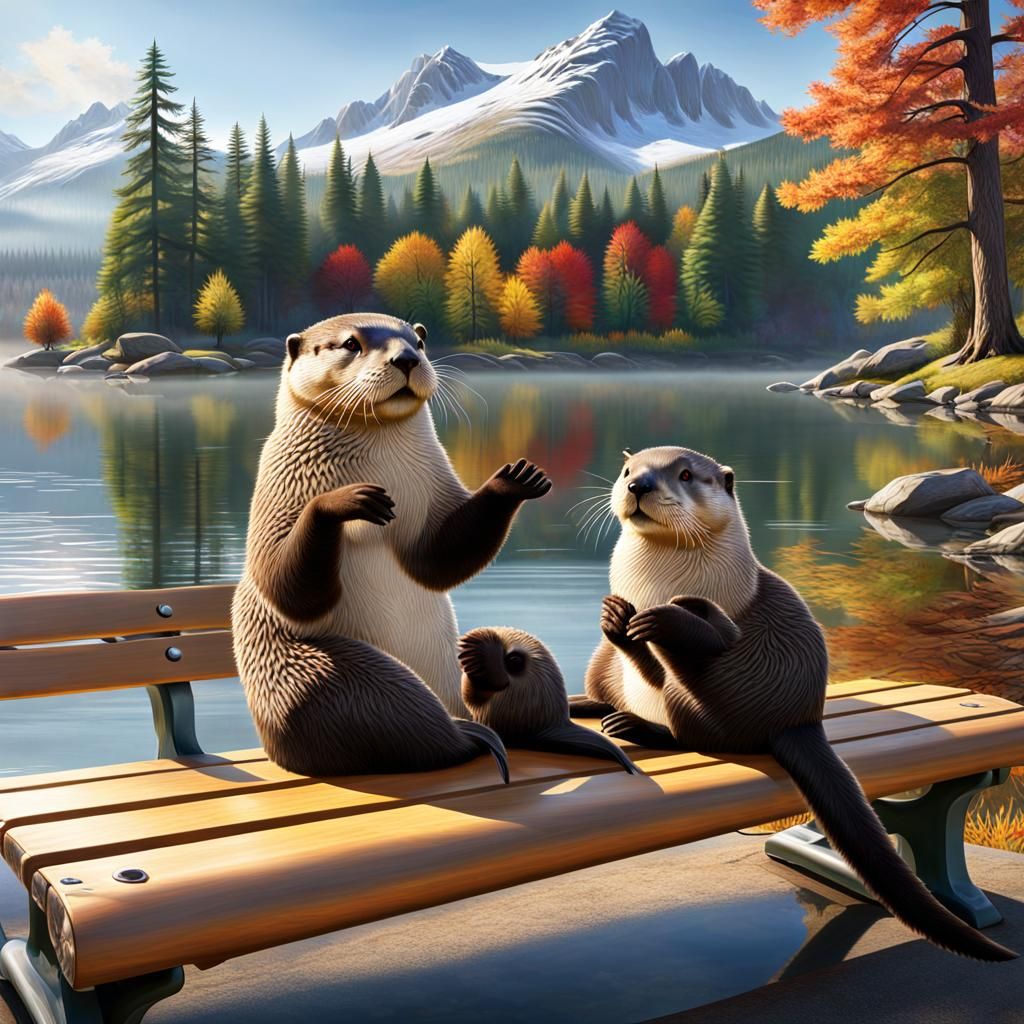 Photorealistic Otters and Human Conversation by Lake