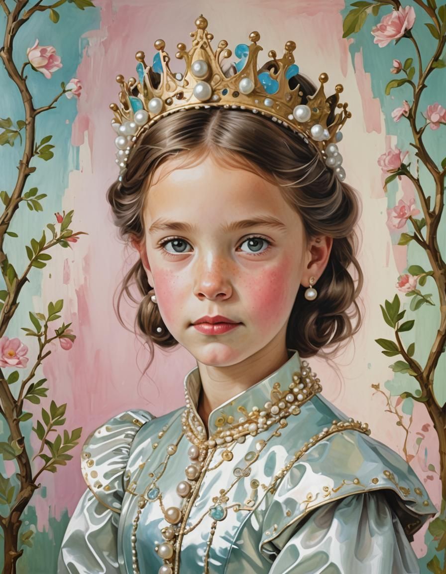 Playful Princess Portrait in Pastoral Style