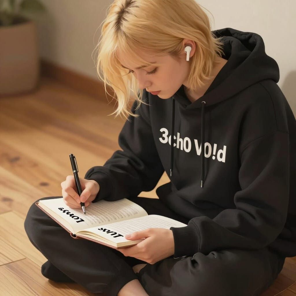 Woman Writing Music Lyrics in Cozy Room