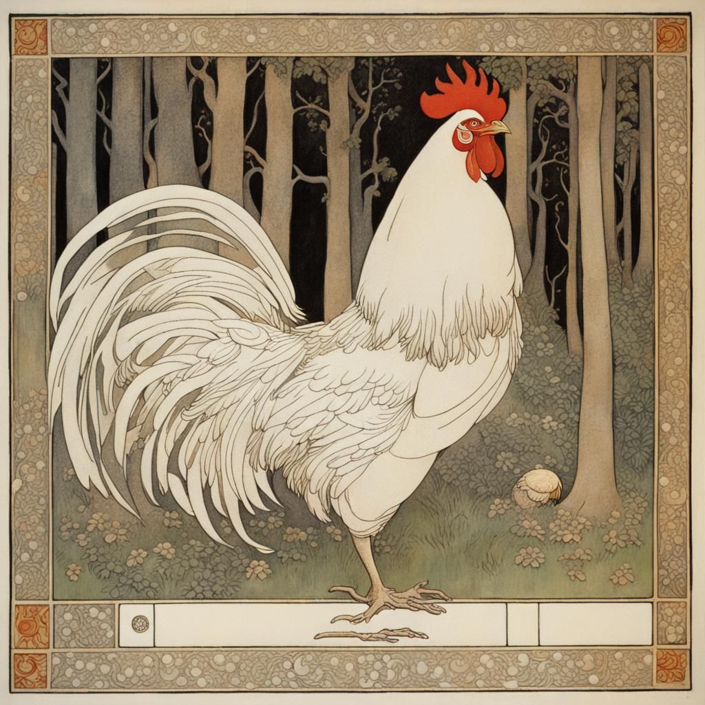 Year of the Rooster in Golden Age Illustration Style