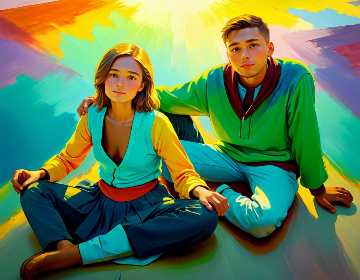 Young Couple Basks in Warm Golden Light