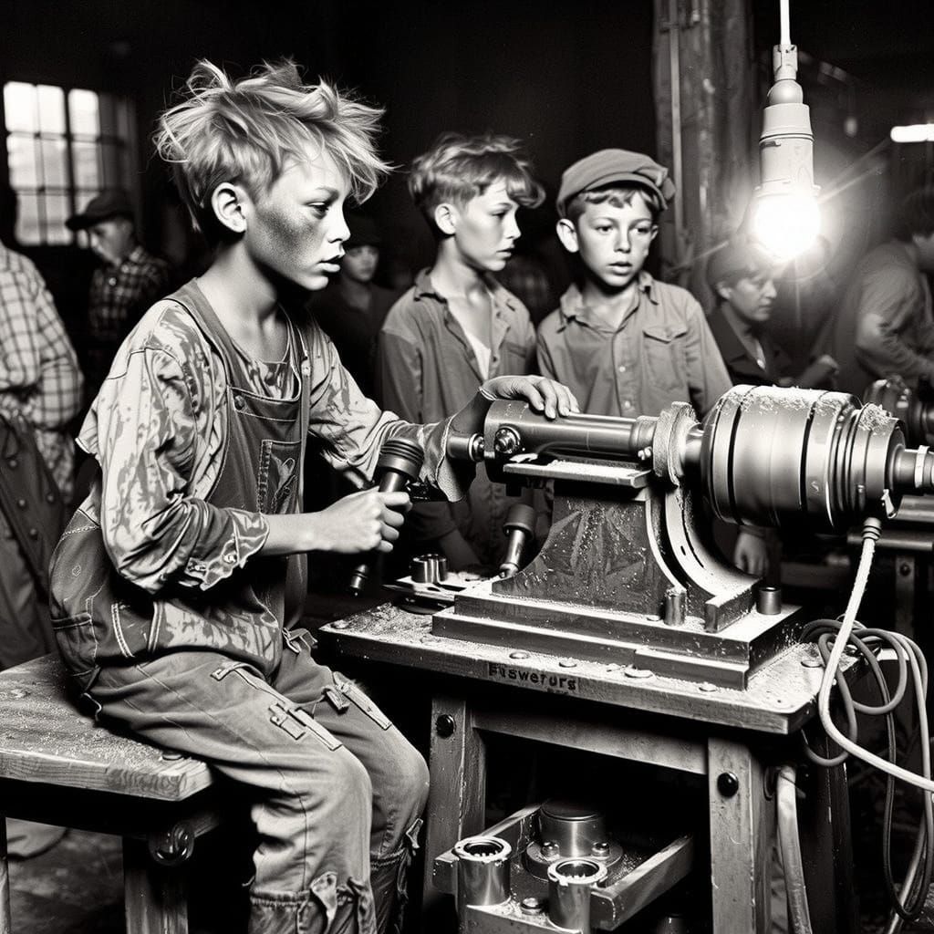 Futuristic Factory Interior in Golden Light