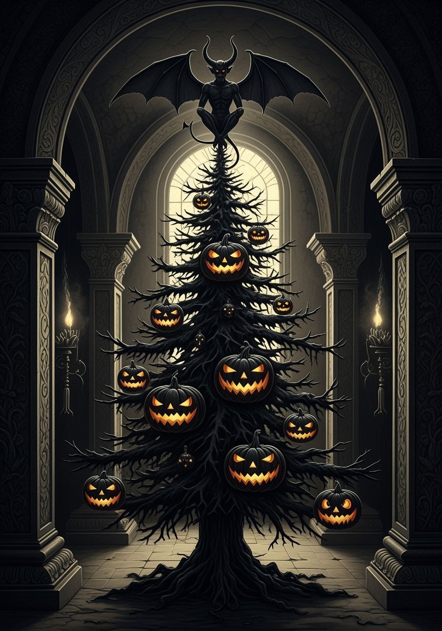 Gothic Christmas Crypt with Devil Tree