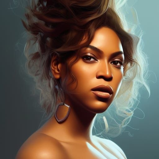 Beyonce Portrait in Art Nouveau Style
