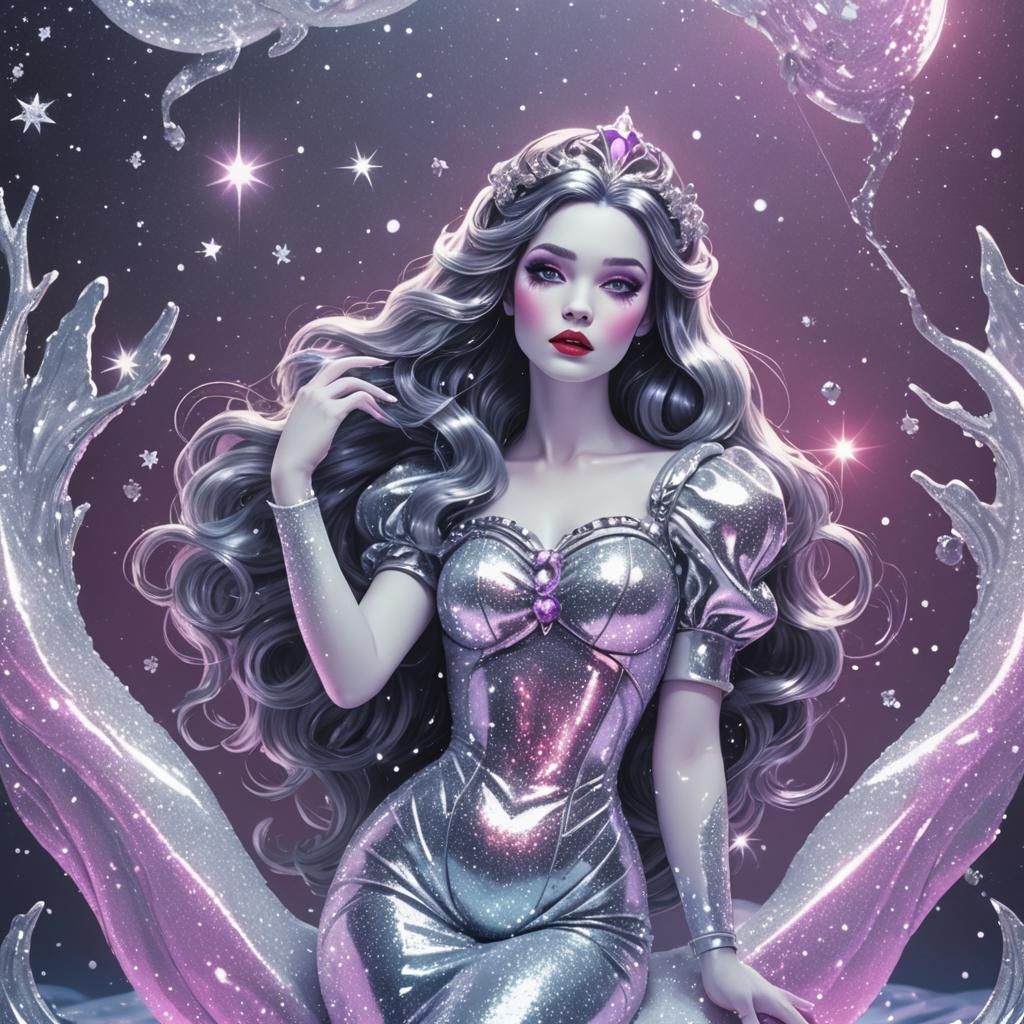 Snow White as Synthwave Space Mermaid