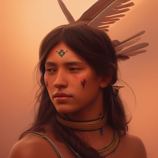 Native American Portrait in Hyperdetailed Digital Art