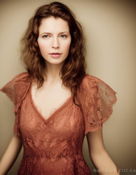 Woman in Lace Dress, Professional Color Portrait