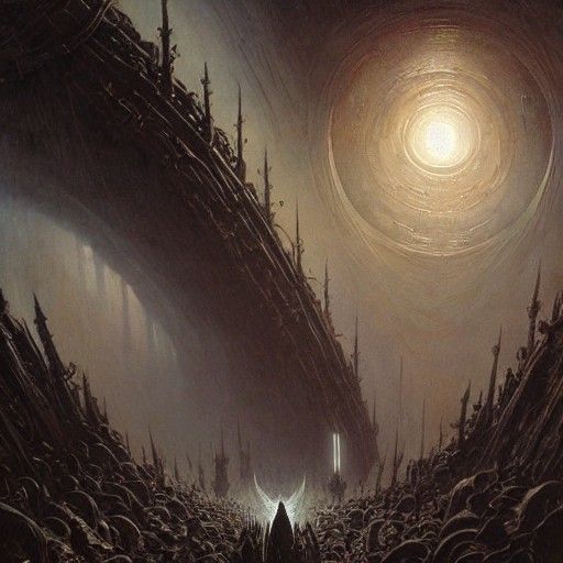 Ancient Alien Gateway Opens: Horror Illustration