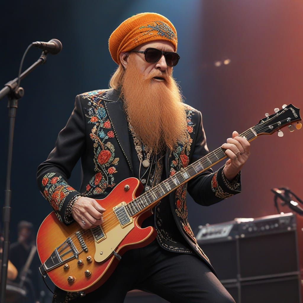 Billy Gibbons on Stage: 3D Anime Rock Concert