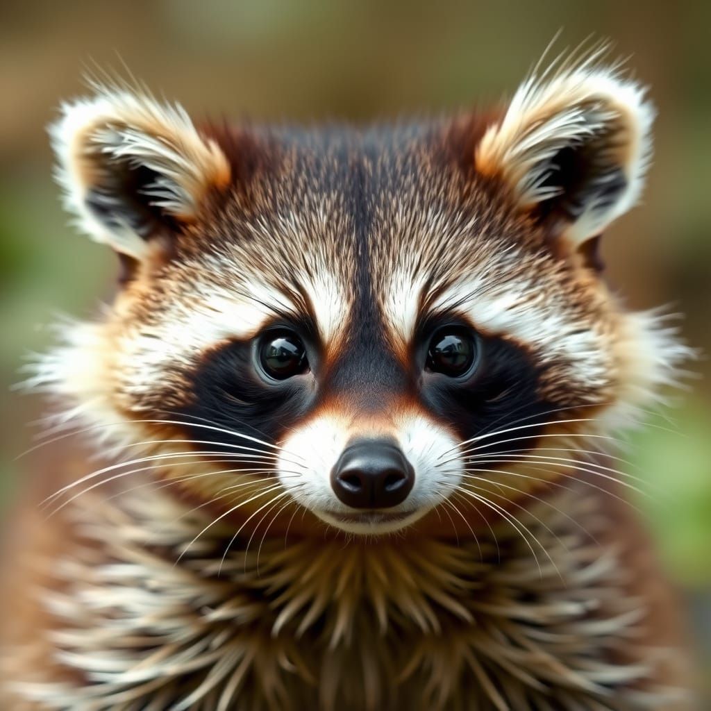 Cute Raccoon Close-up Portrait