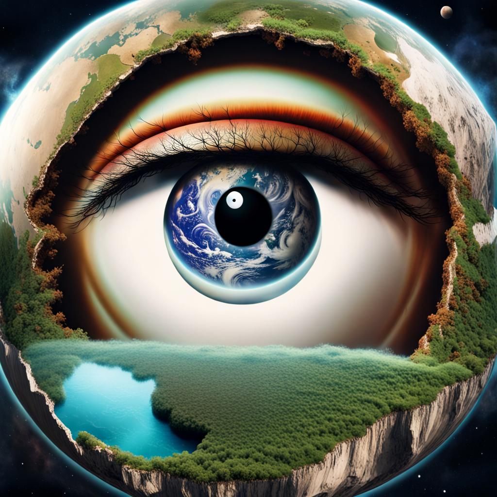 Surreal Eye with Planet in Center: Digital Art